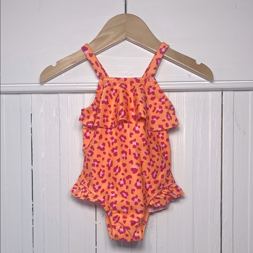 WONDER NATION NWOT Bright Neon Animal Print Ruffle One Piece Swimsuit